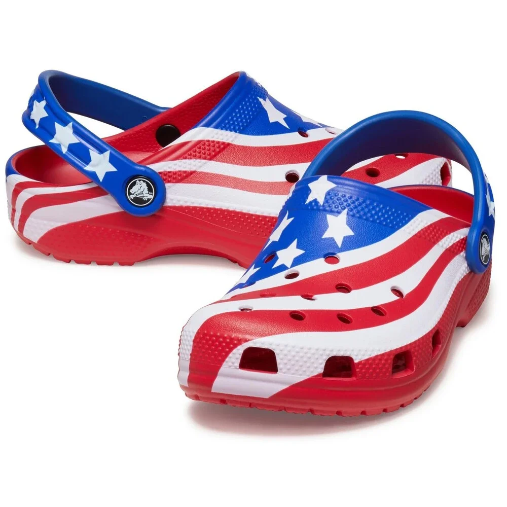 Crocs Classic American Flag 208840-90H Clogs Toddler 8M Red Casual Shoes GBO2924